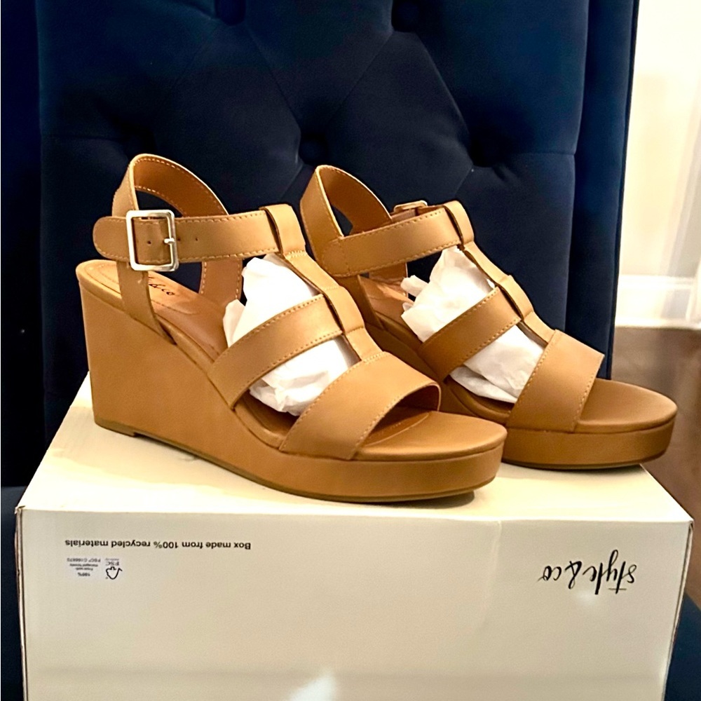 🔻Style & Co. Wedge Sandals | Sz. 6.5M | Color: Tan (NIB) - Picture 2 of 6